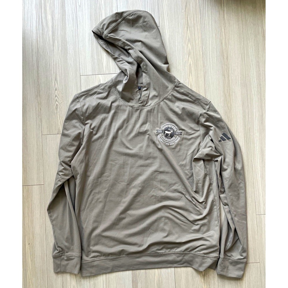 Adidas Men's Gray Pullover Hoodie Evergreen Golf Embroidery Sz L Lounge Active